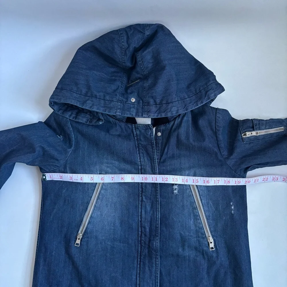 Soia & Kyo Reese Hooded Coat Jacket Blue Denim Coat Size XXS/2 Can Fits to Small - Picture 16 of 17